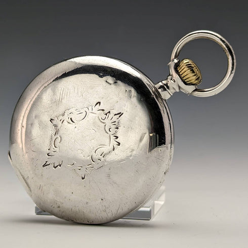 1900年頃 アンティーク オメガ 懐中時計 銀側ハンターケース 動作良好